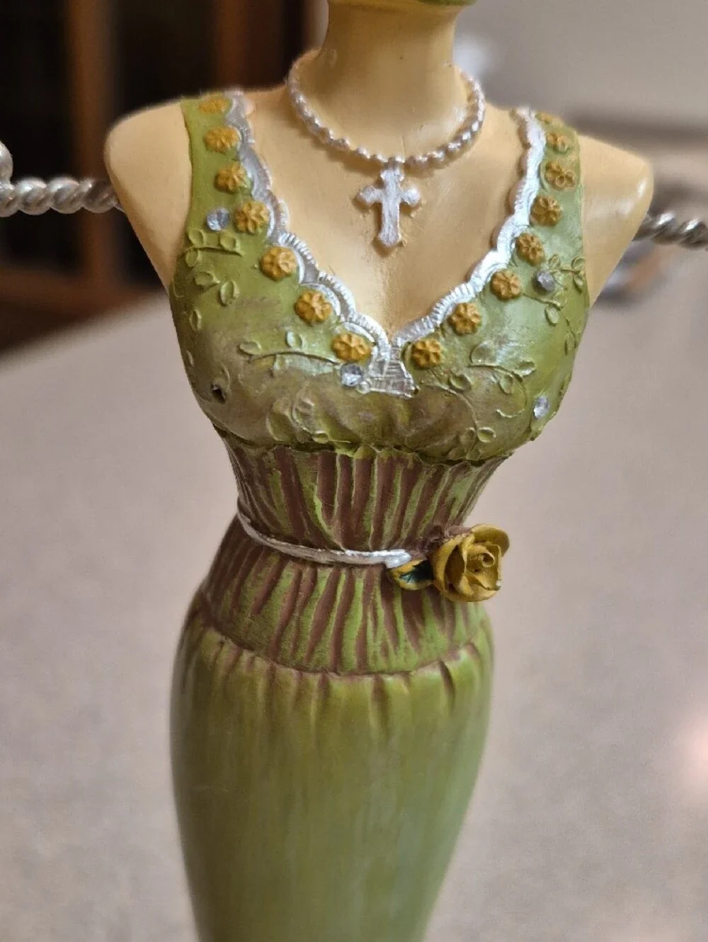 Elegant Green Dress Jewelry Stand Organizer